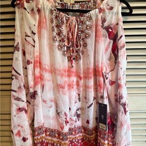 Jennifer Lopez Pink and Red Embellished Blouse